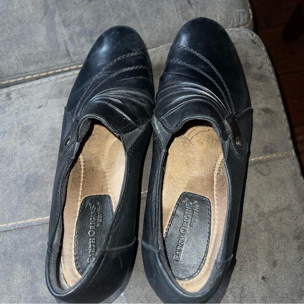 Earth Origins Womens Black Sz 10 Slip On Low Heel Comfort Shoes Dress Work
